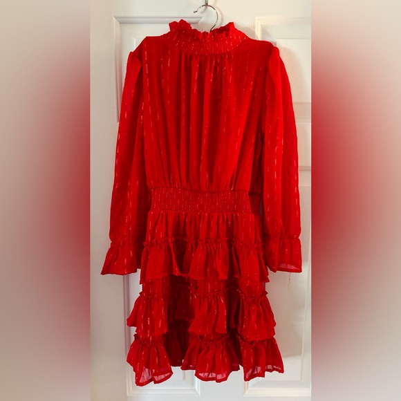 Rare Editions Girls Red chiffon fit and flare dress - Picture 2 of 4
